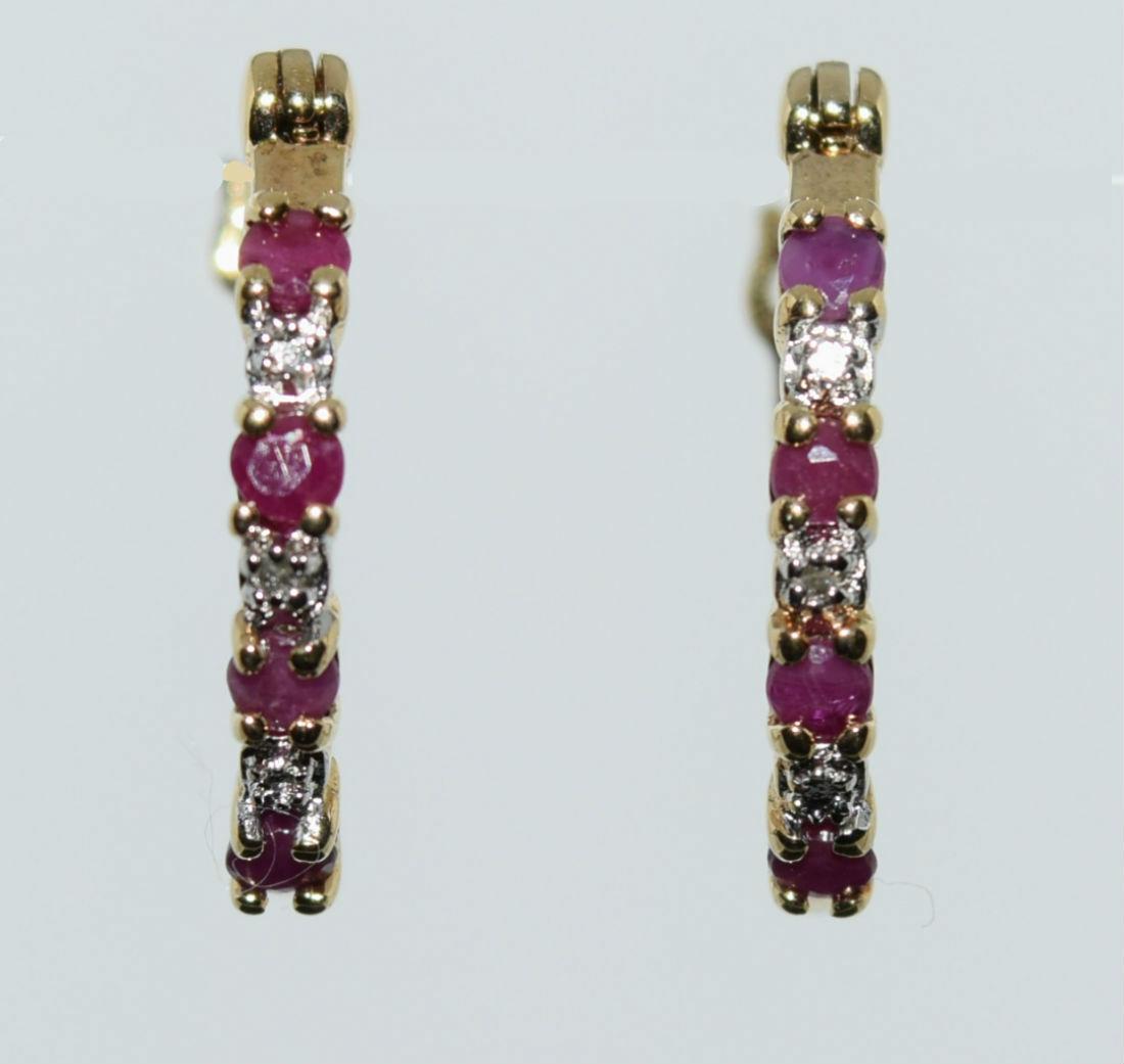 Sterling Silver Yellow Vermeil Ruby & Diamond Earrings (1 of 2)