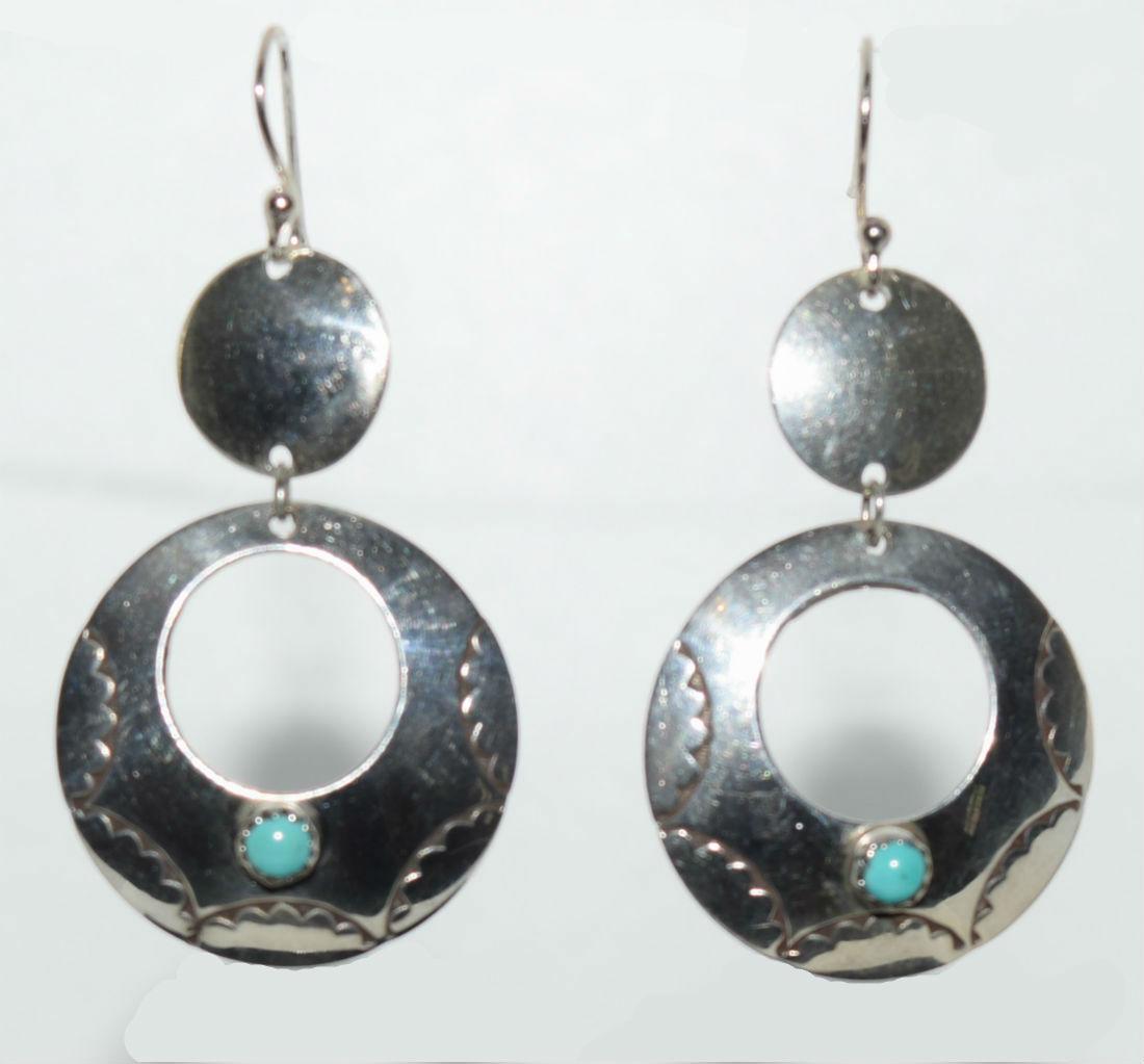 Native American Sterling Silver Turquoise Earrings (1 of 3)