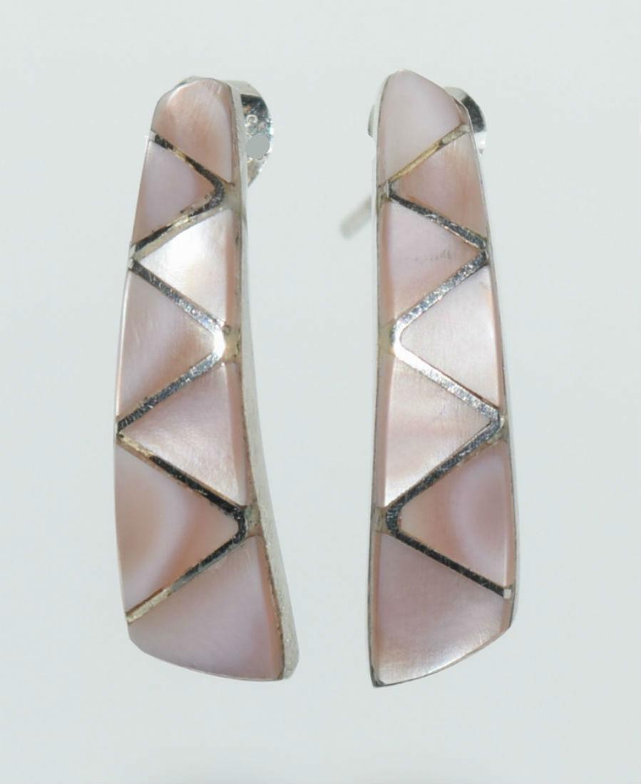 Native American Sterling Pink Mother of Pearl Earrings (1 of 2)