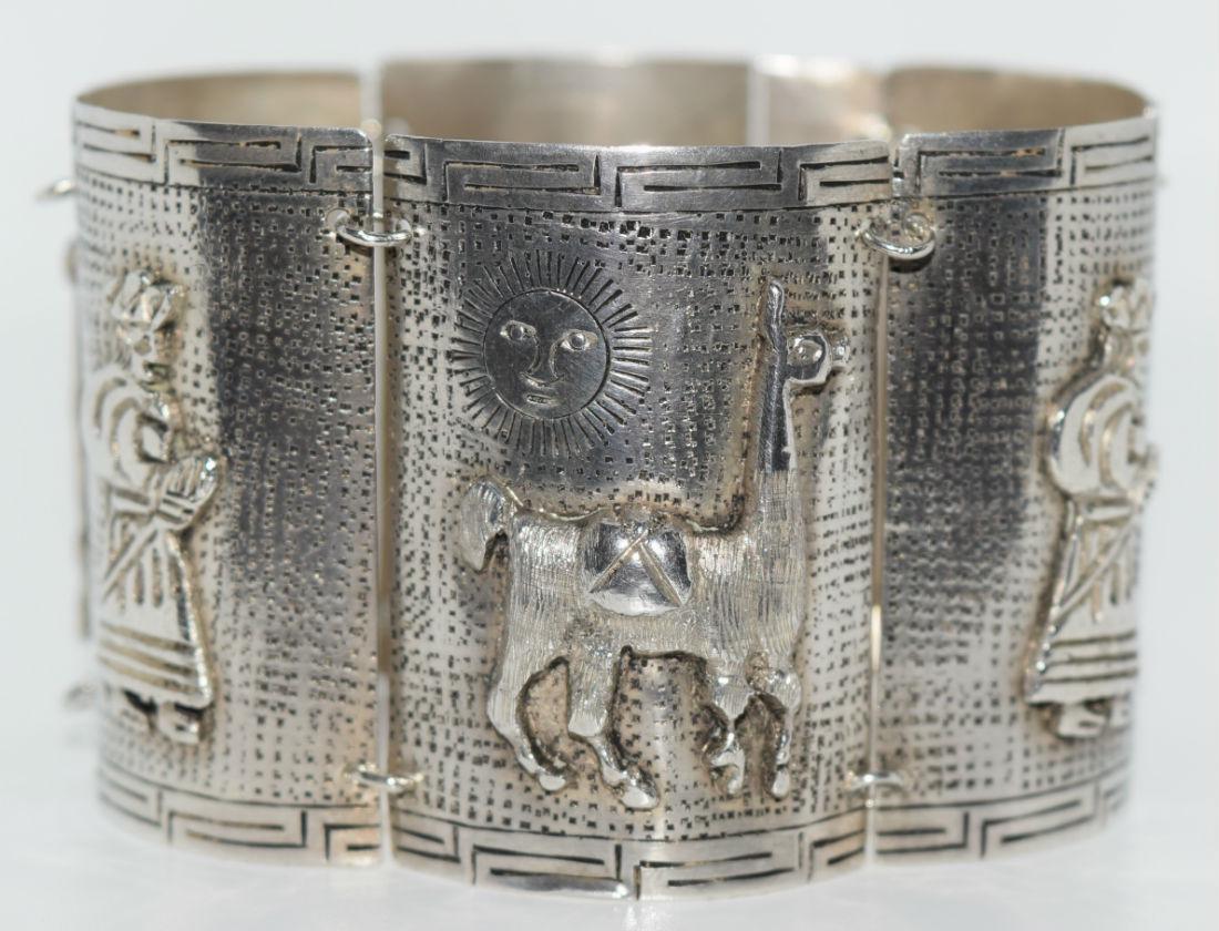 Peruvian Sterling Silver Man & Llama Bracelet (1 of 5)