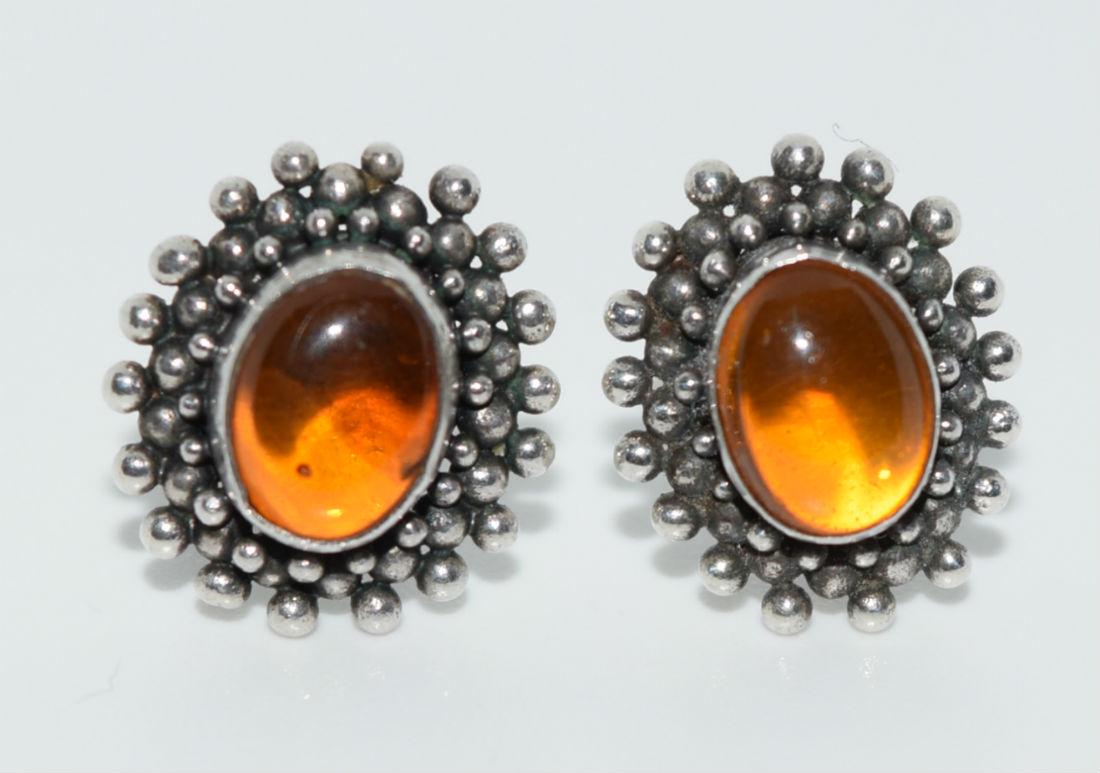 Sterling Silver Amber Stud Earrings (1 of 2)
