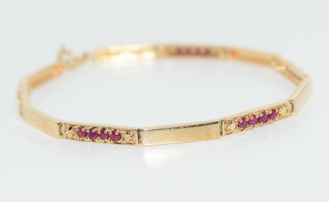 Sterling Silver Gold Overlay Ruby Tennis Bracelet (1 of 3)