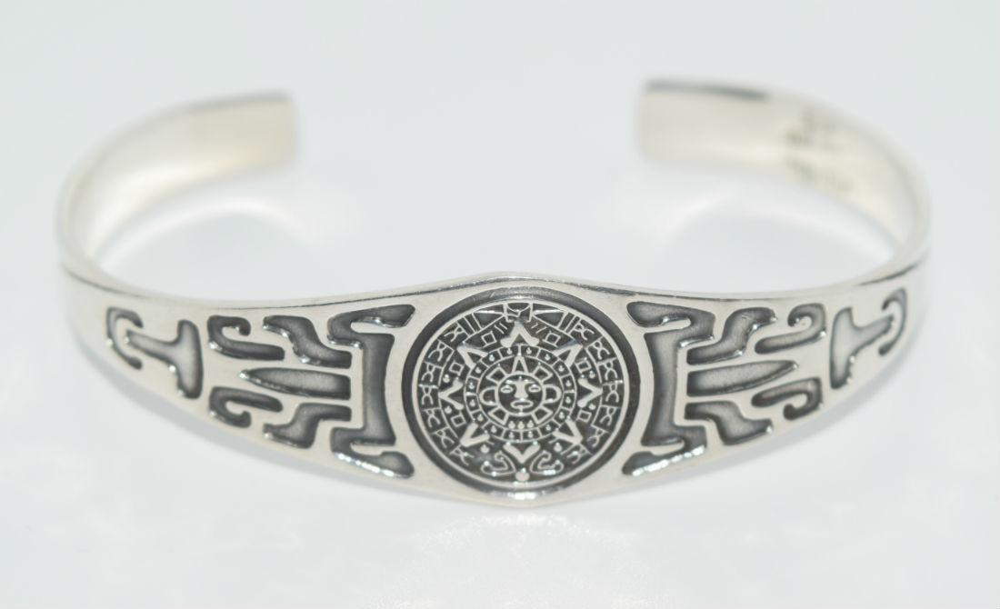 Mexico Sterling Silver Mayan Calendar Bracelet (1 of 4)