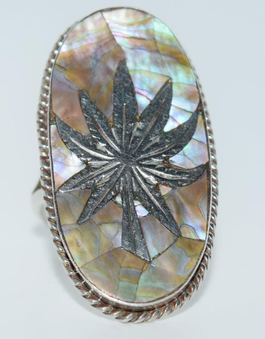 Mexico Sterling Silver Abalone Palm Tree Ring (1 of 3)