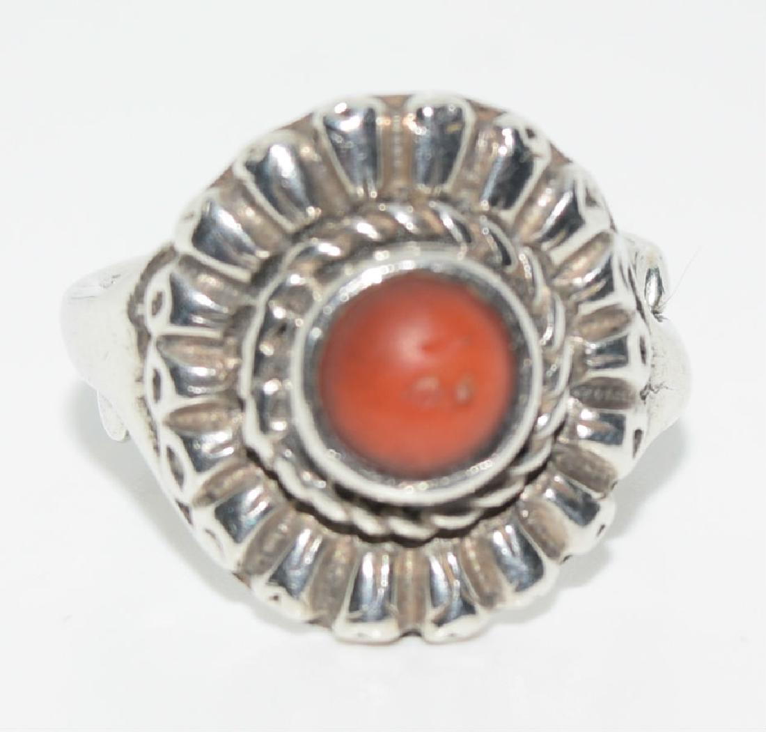 Native American Unpolished Coral Ring Sz 8 (1 of 4)