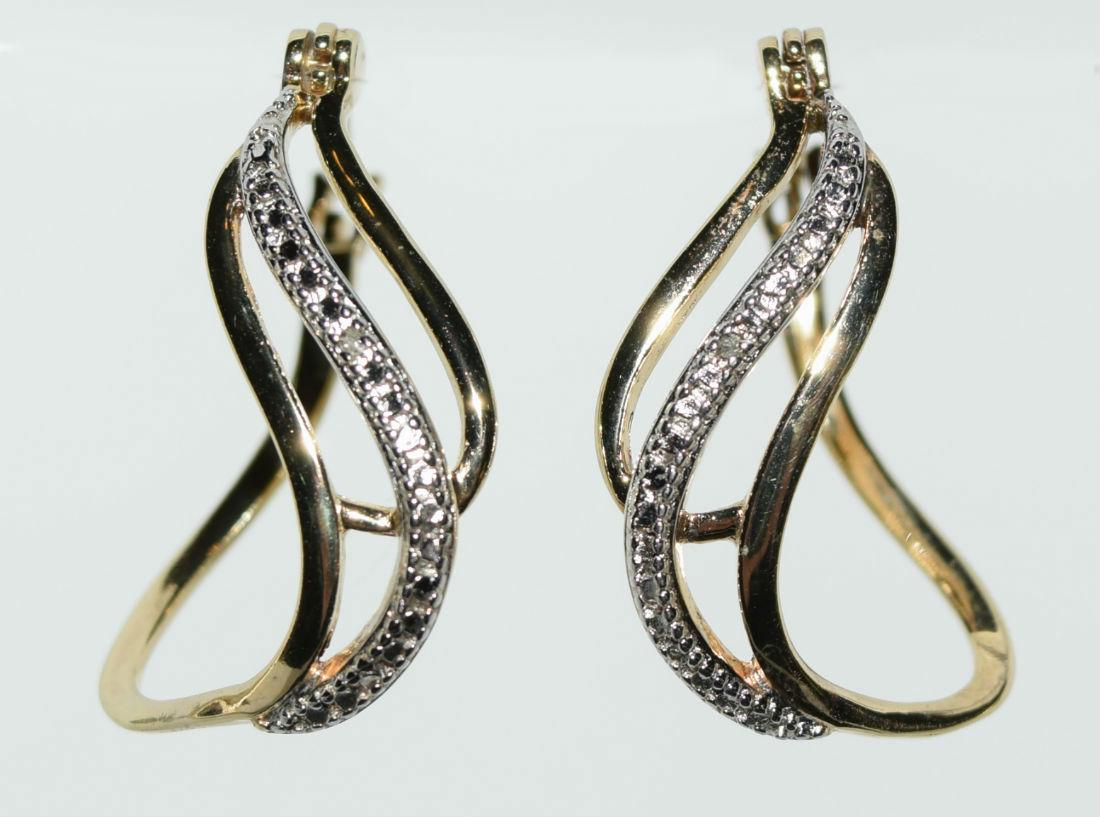 Gold Over Sterling Silver Diamond Earrings (1 of 4)