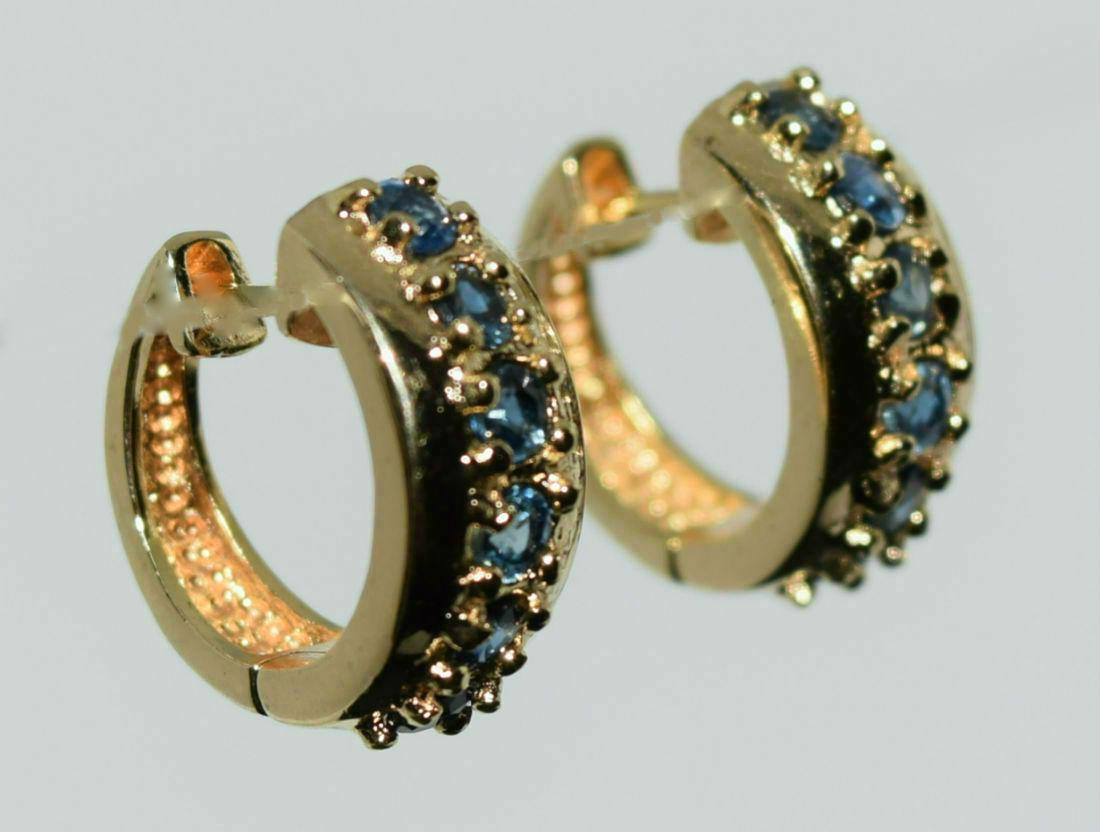Gold Over Sterling Silver Sapphire Huggie Hoop Earrings (1 of 7)