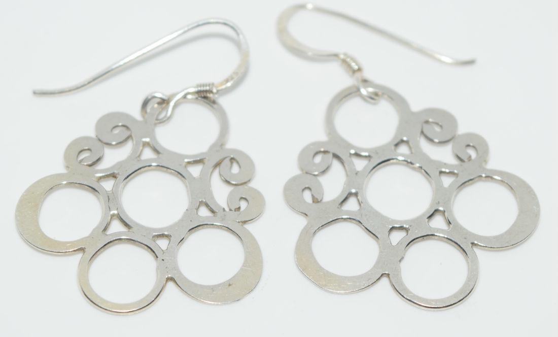 Sterling Silver Circle Dangle Earrings (1 of 2)