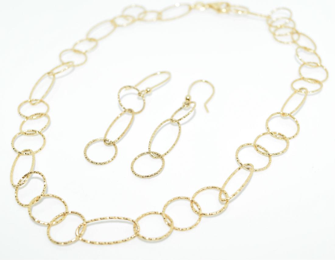 Gold Over Sterling Textured Necklace & Earrings Set (1 of 5)