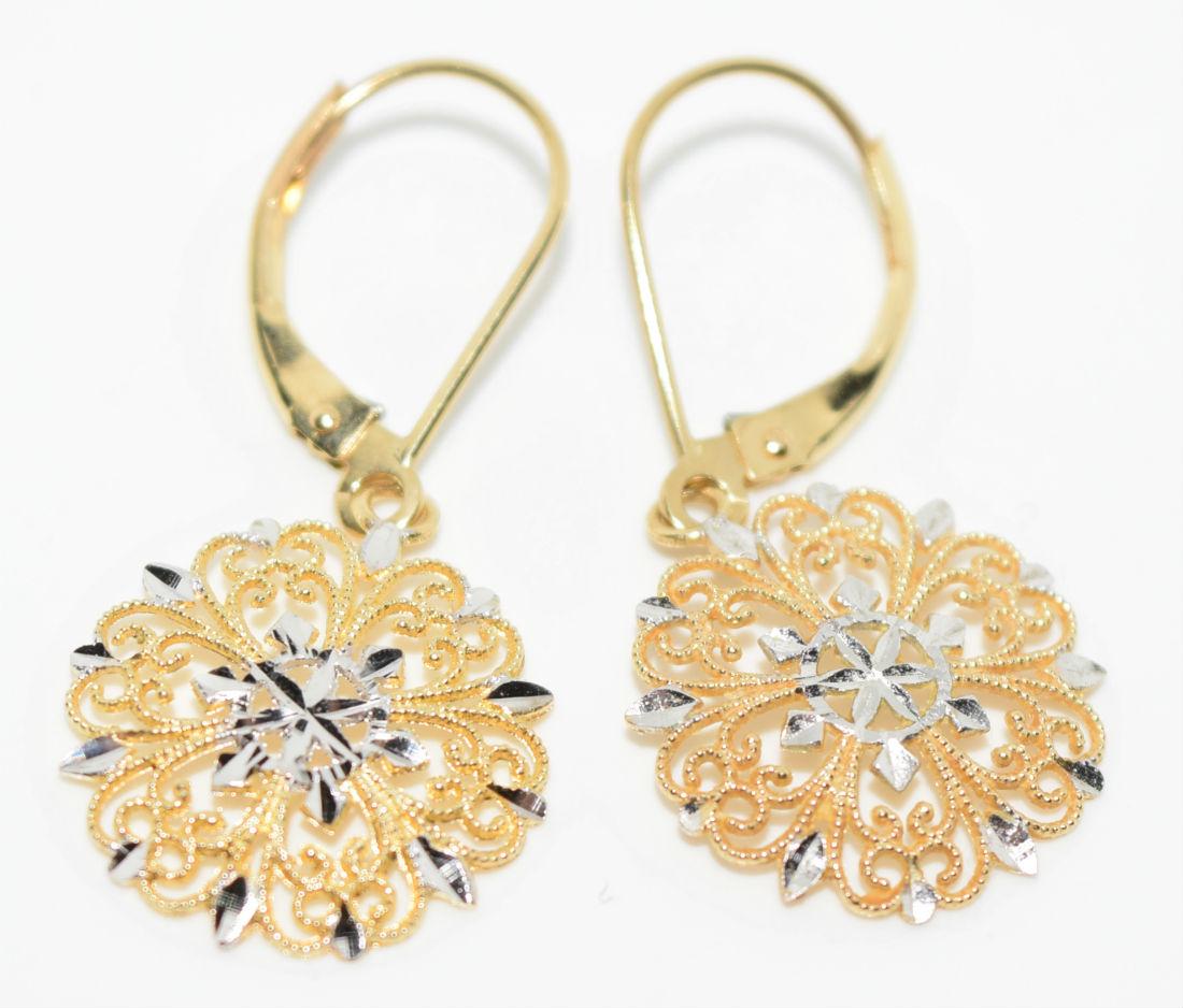 14K Gold Diamond Cut Dangle Earrings (1 of 2)