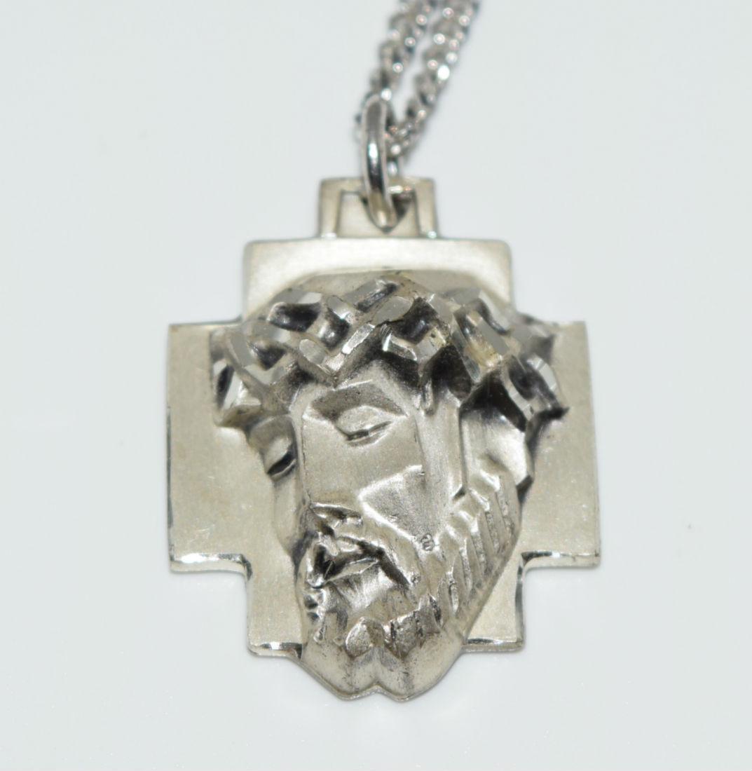 Creed Sterling Silver Jesus & Cross Pendant Necklace (1 of 3)
