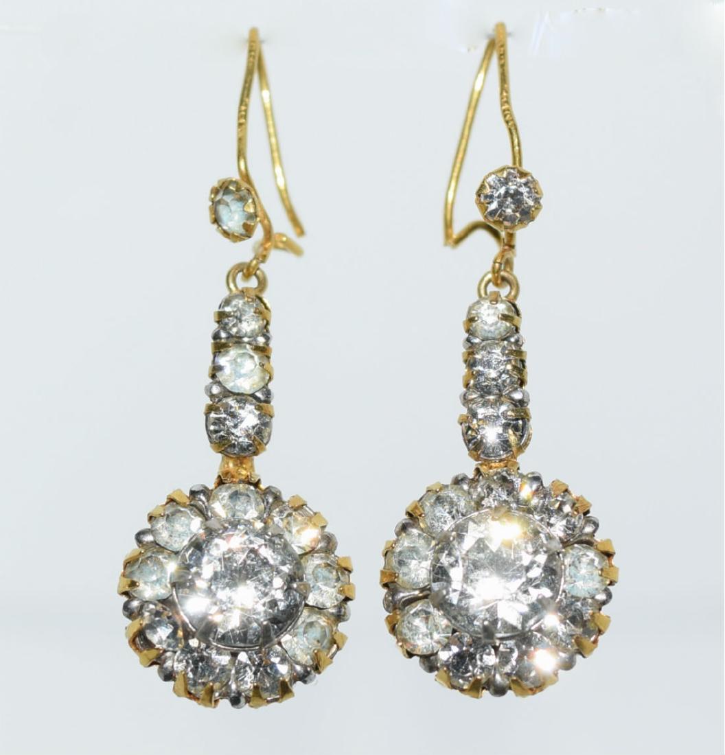 Victorian Period Gilt & Paste Stone 9k Gold Earrings (1 of 3)