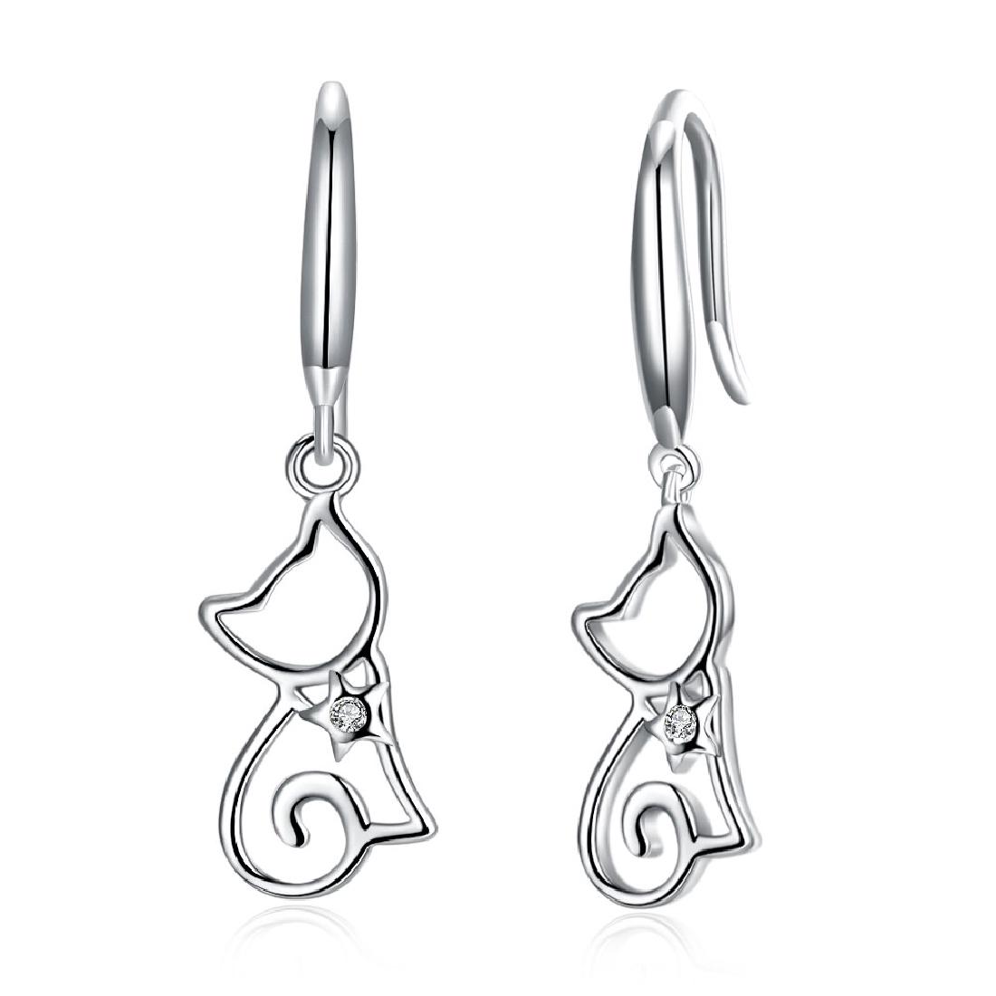 Sterling Silver Cat Lover Earrings (1 of 2)