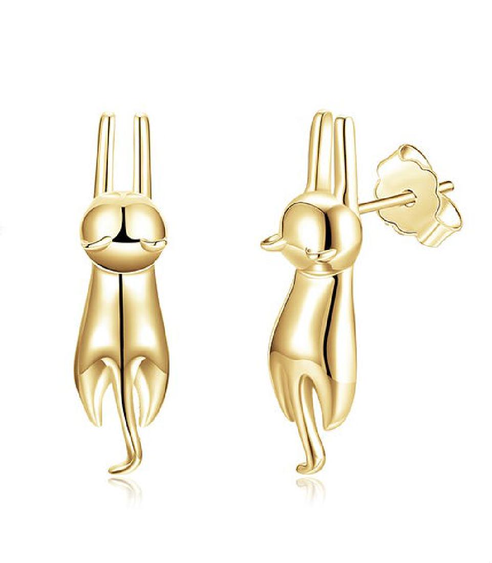 Gold Over Sterling Silver Cat Lover Earrings (1 of 1)
