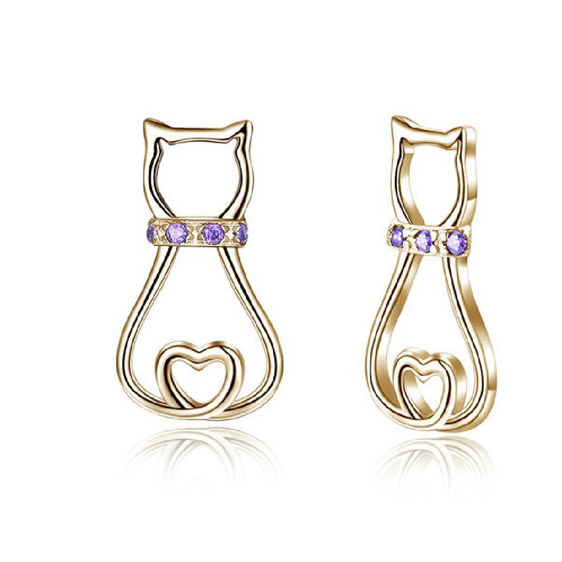 Gold Over Sterling Silver Cat Lover Earrings (1 of 1)