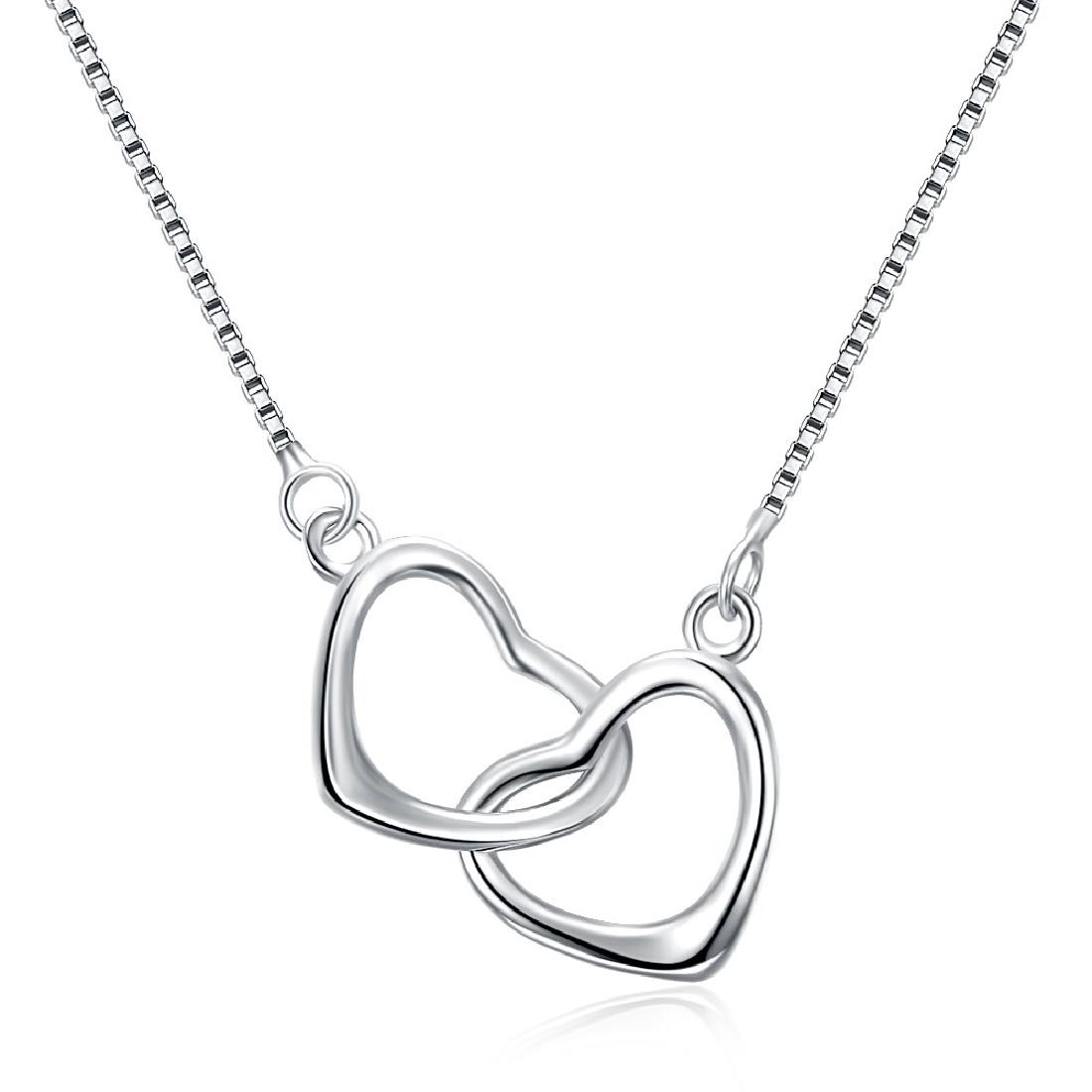 Sterling Silver Double Open Heart Necklace (1 of 3)
