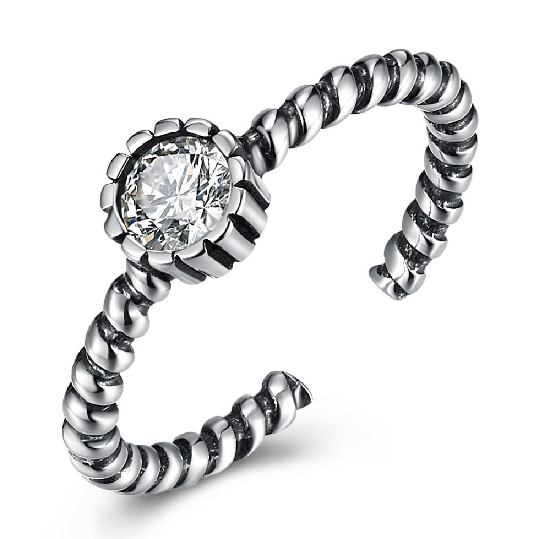 Sterling Silver Twisted Rope Adjustable Ring (1 of 1)