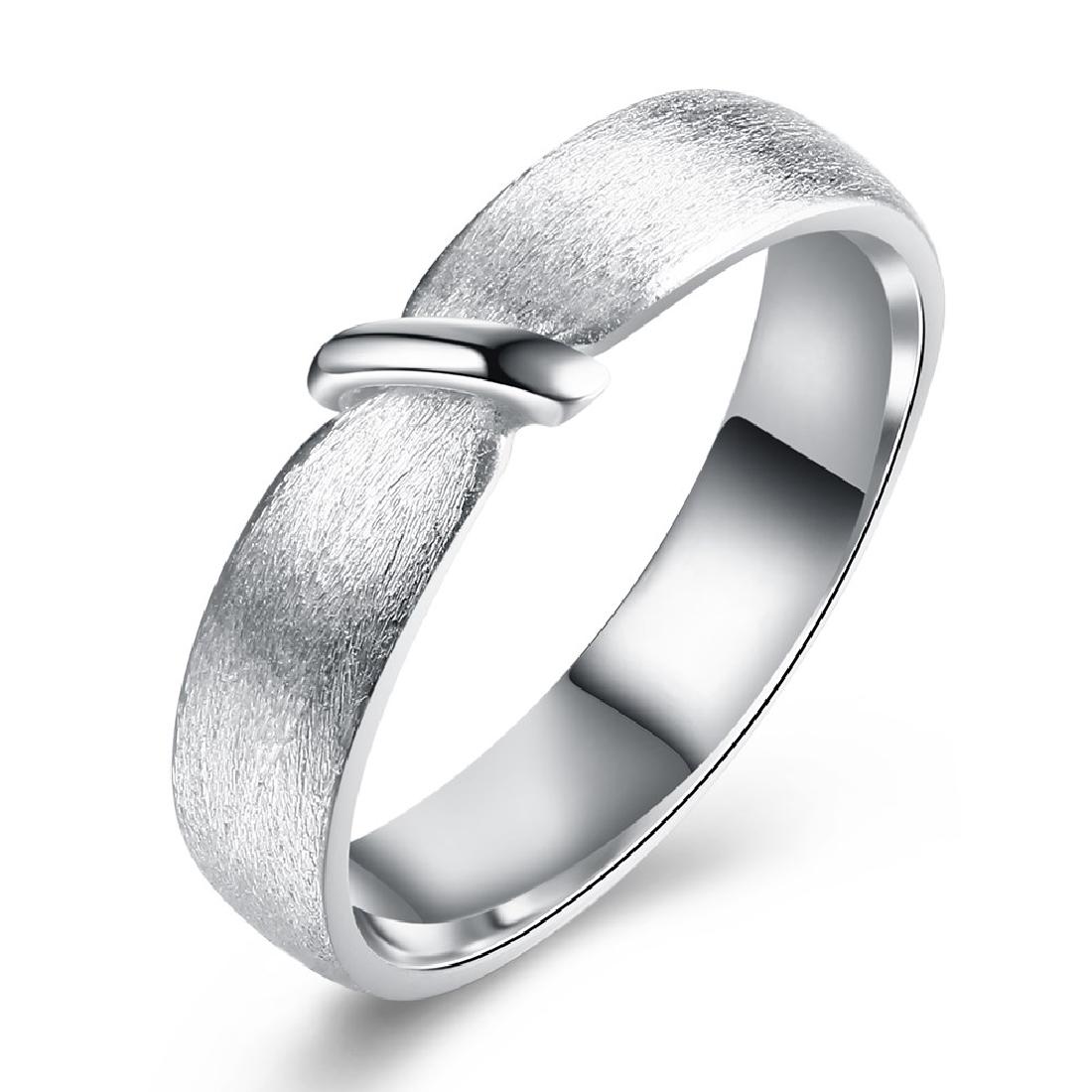 4mm Sterling Silver Brushed Design Ring size 9 (1 of 2)