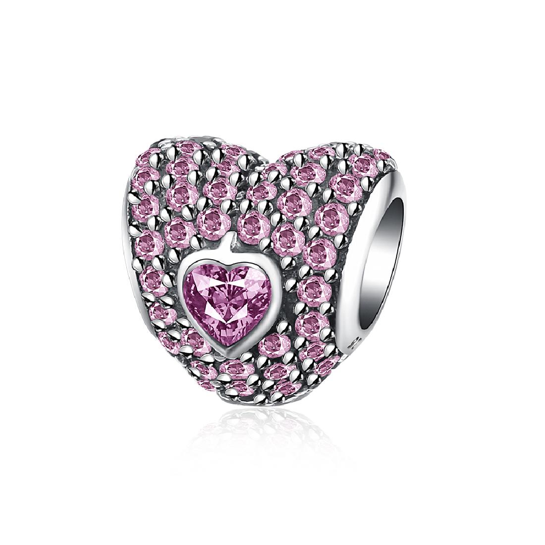 Sterling Silver Crystal Heart Charm / Pendant: This pendant has a 10mm drop and 9mm wide