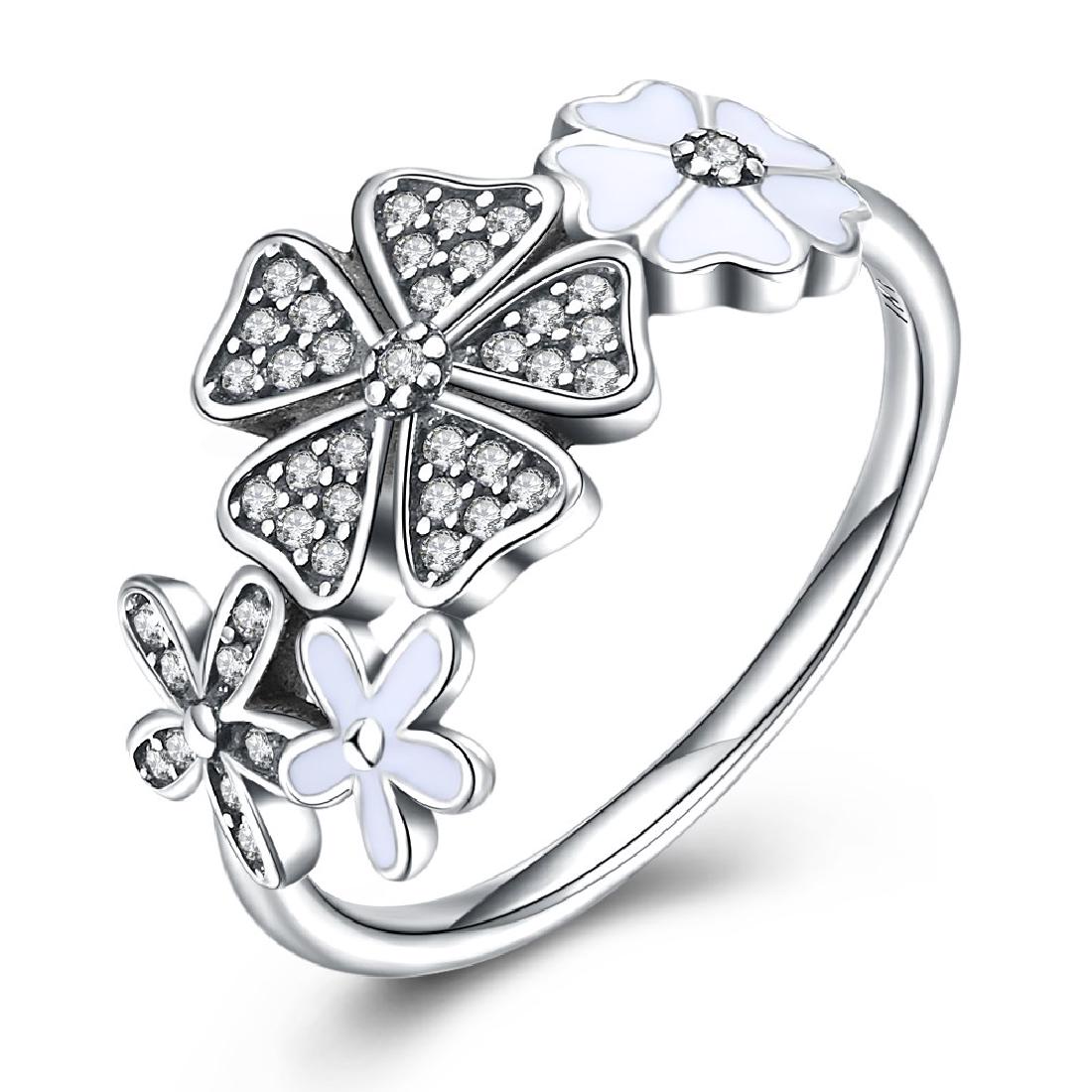 Sterling Silver Flower Cluster Design Ring sz 9 (1 of 2)
