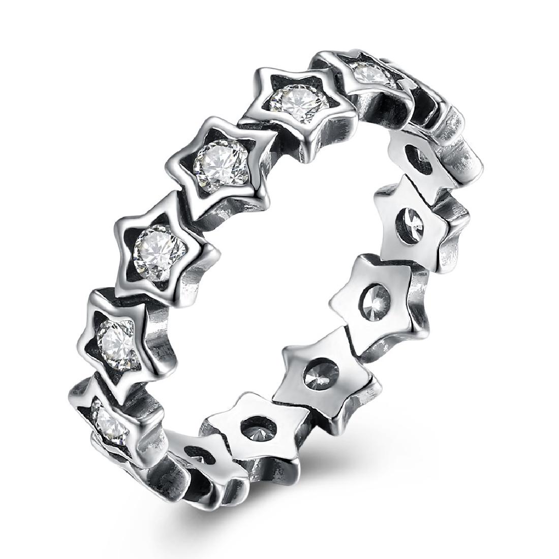 Sterling Silver 5mm Eternity Star Ring sz 9 (1 of 2)