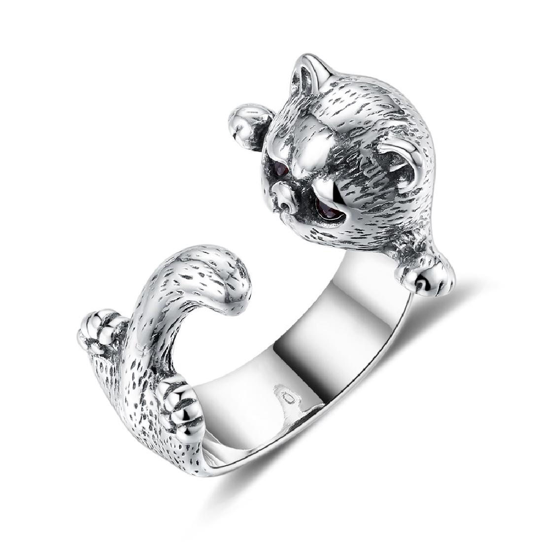 Sterling Silver Cat Lovers Adjustable Wrap Ring (1 of 3)