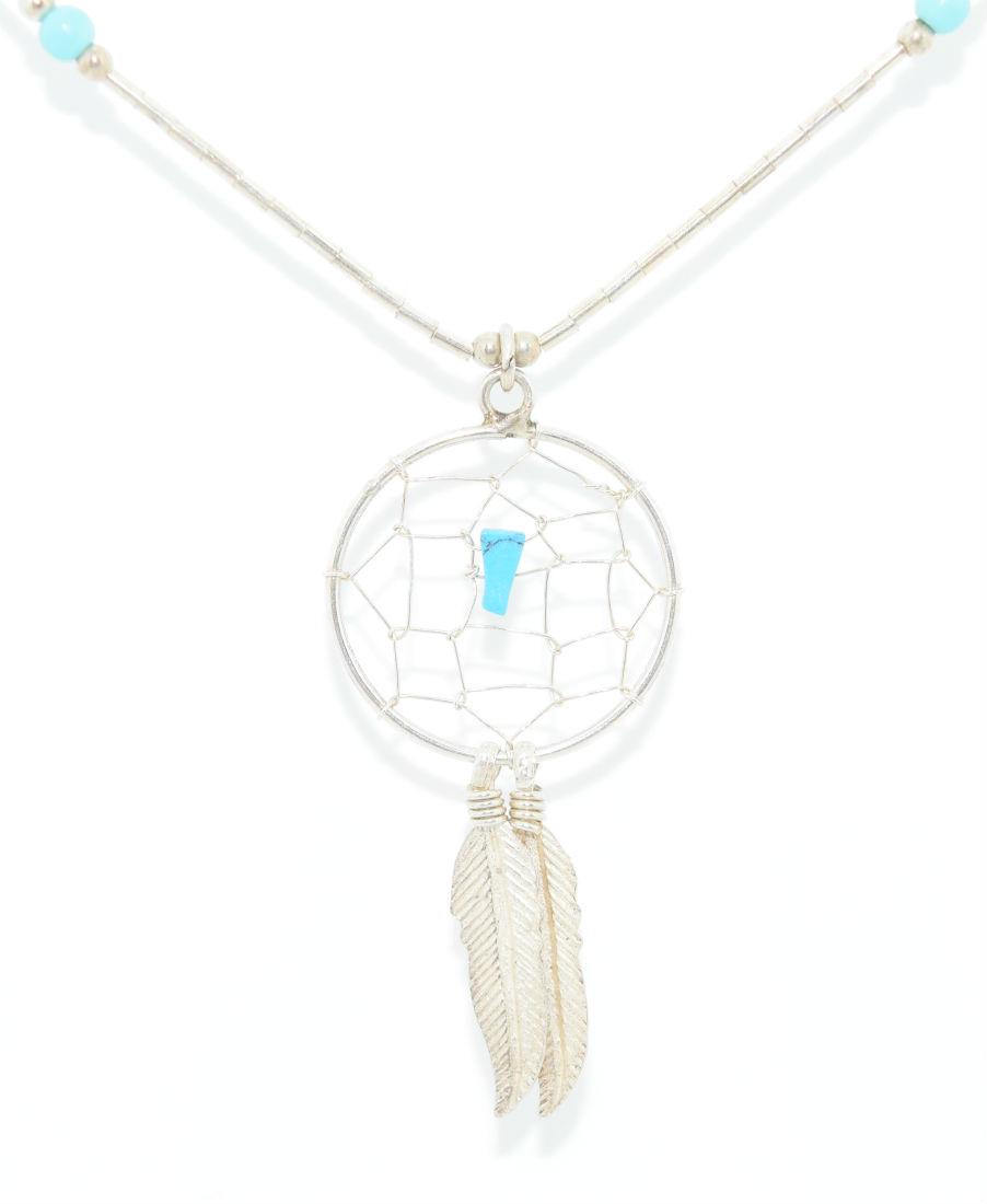 Native American Liquid Silver Dreamcatcher Necklace (1 of 4)