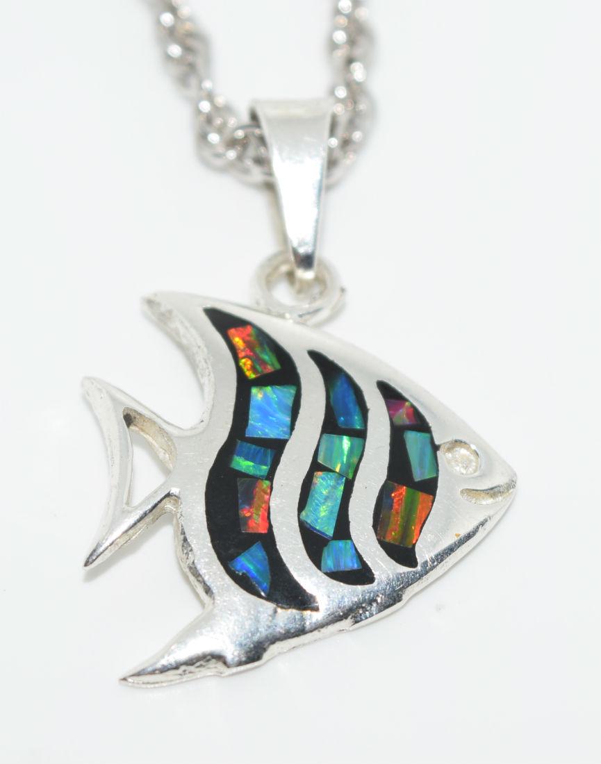 950 Mexico Sterling Silver Crushed Fire Opal Fish (1 of 4)