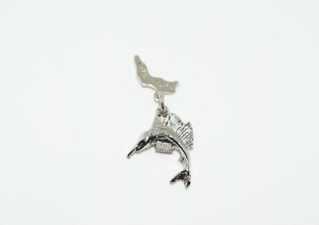 Nickel Silver Marlin Charm: Nickel silver marlin charm with Daytona Beach tag attached | Measurement: 17mm x 14mm