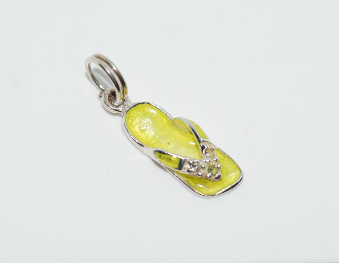 Sterling Rhinestone & Enamel Sandal Shoe Charm Pendant (1 of 3)