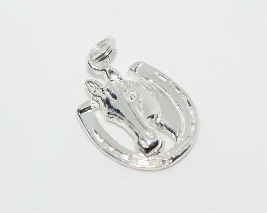 Sterling Silver Horse & Horseshoe Charm or Pendant (1 of 4)