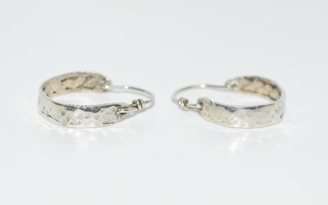 Artisan Sterling Silver Hammered Hoop Earrings (1 of 3)