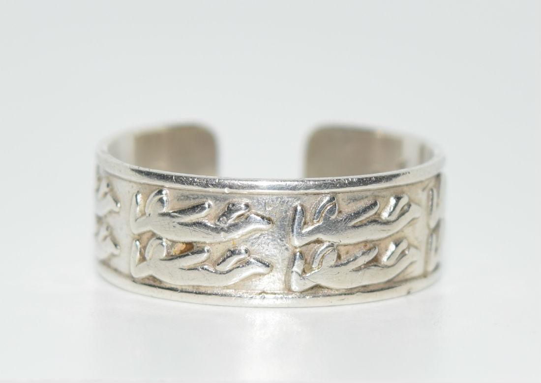 Sterling Silver Swimmer Adjustable Band Ring Sz10 (1 of 5)