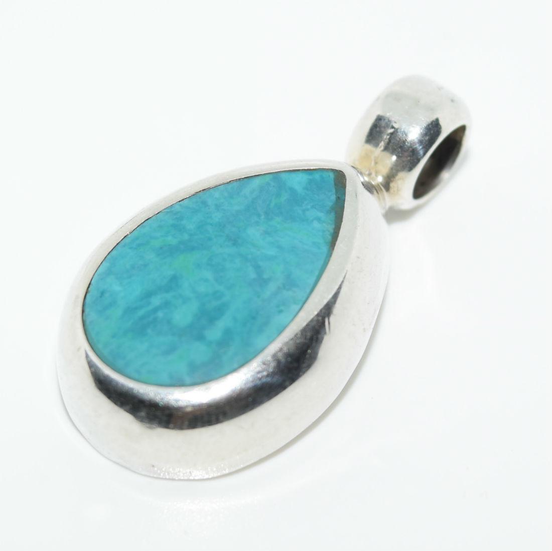 Mexico Sterling Slver Turquoise Enamel Pendant (1 of 3)