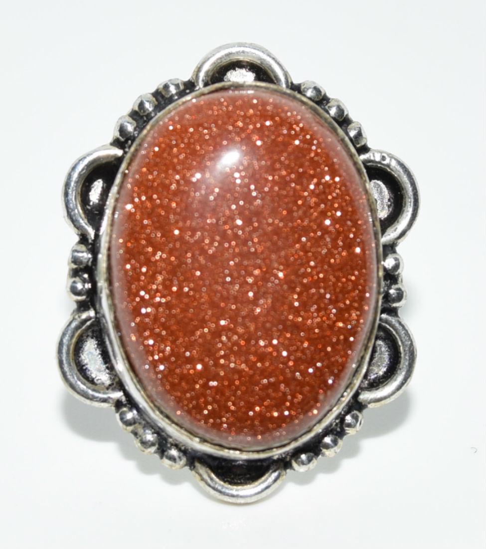 Sterling Silver Goldstone Ring Sz7 (1 of 4)