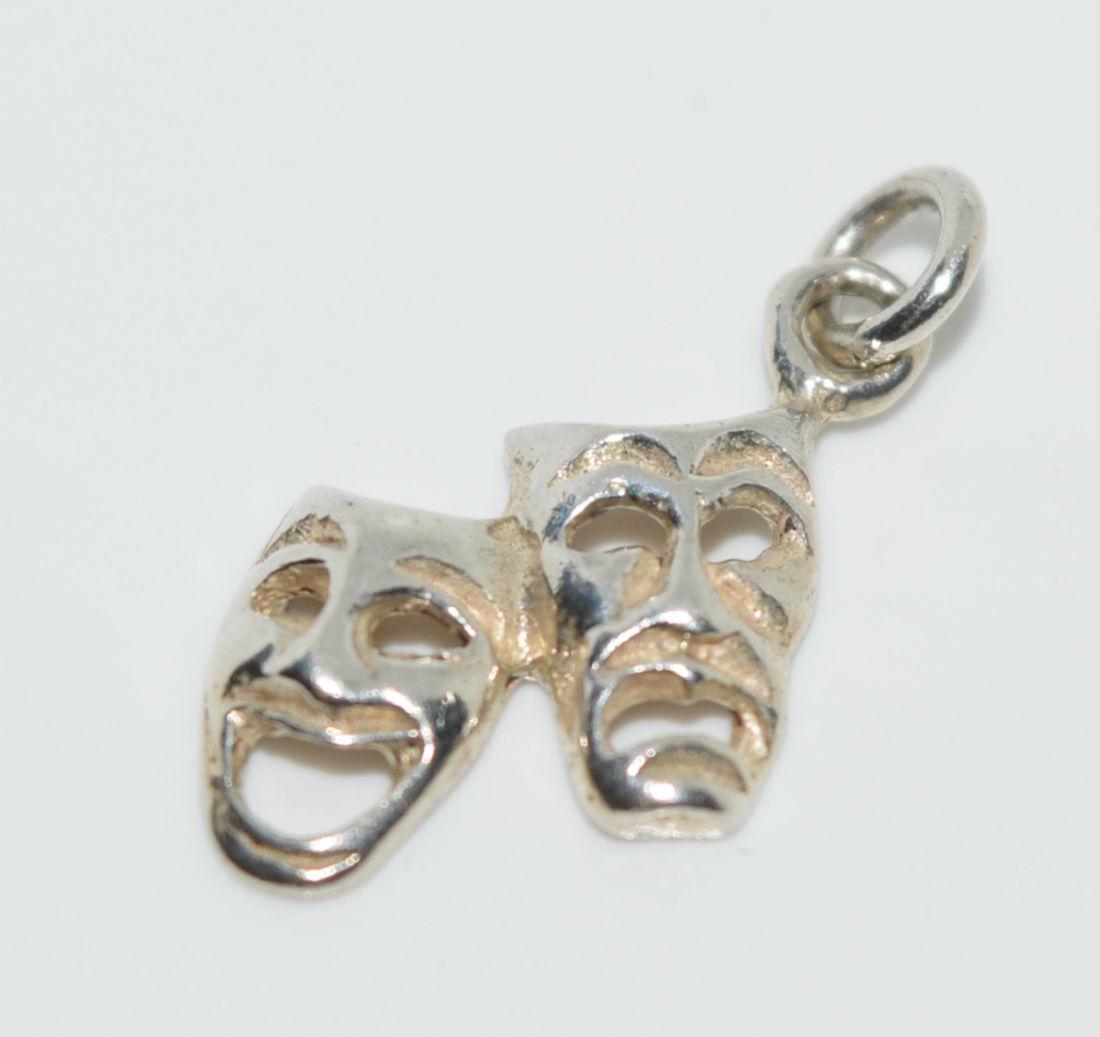 Sterling Silver Comedy Tragedy Mask Charm (1 of 3)