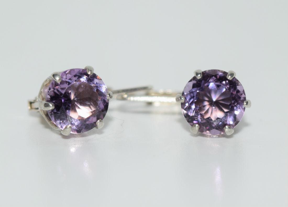Sterling Silver Amethyst Drop Earrings (1 of 3)
