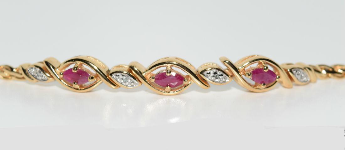 Gold Over Sterling Ruby & Diamond Tennis Bracelet (1 of 3)