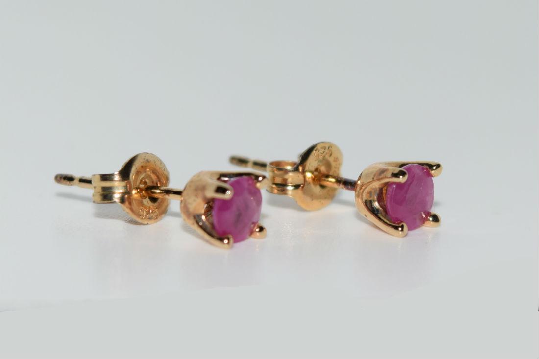 Gold Over Sterling Silver Ruby Stud Earrings (1 of 2)