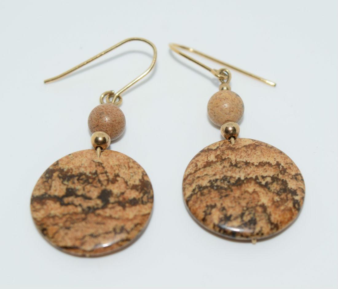 14K Gold Filled Natural Stone Dangle Earrings (1 of 2)