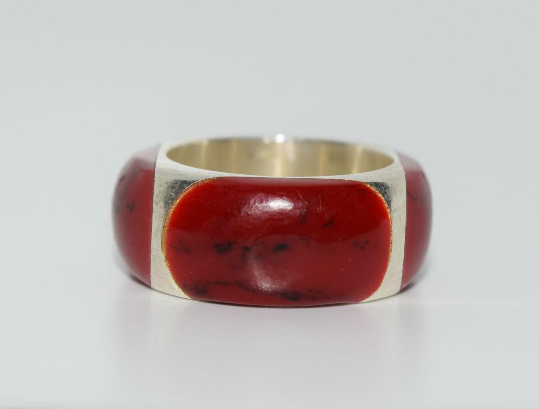 Sterling Silver Jasper Band Ring Sz5.5 (1 of 3)