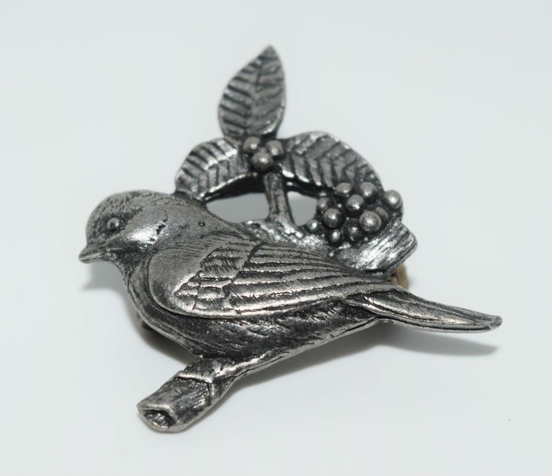 Birds & Blooms Silver Tone Bird Brooch (1 of 2)