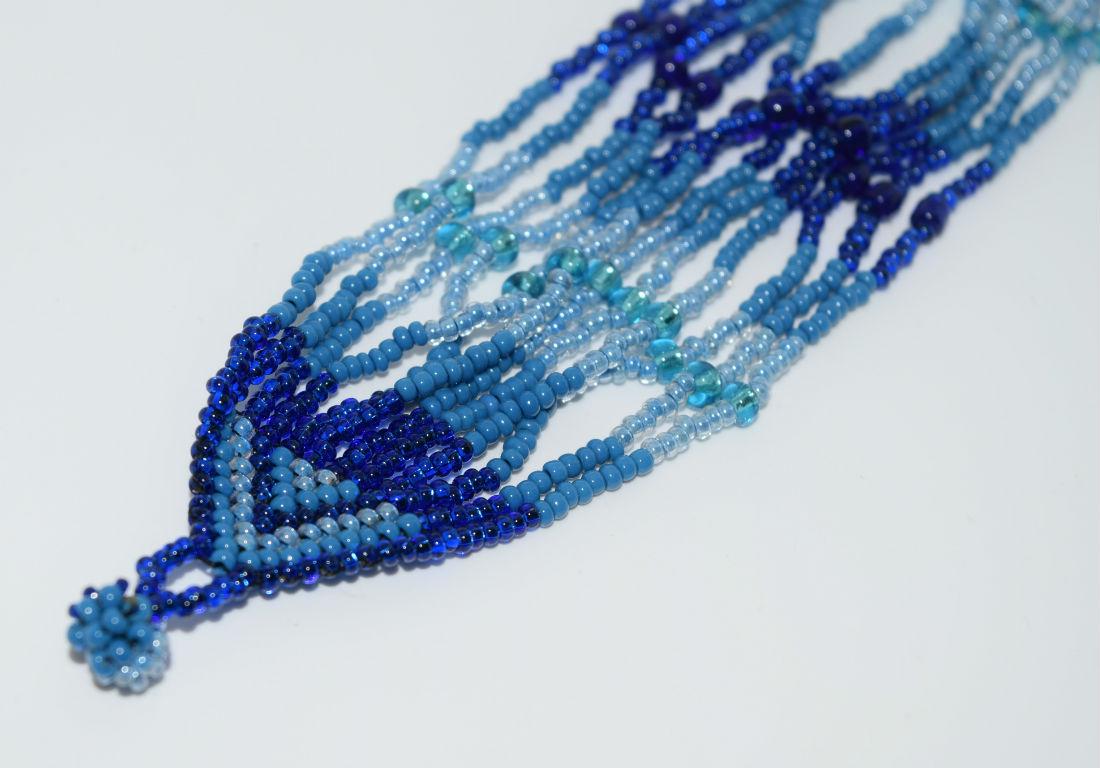 Blue Seed Bead 12 Strand Bracelet (1 of 3)