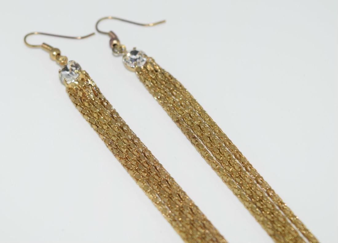 Gold Tone Four Strand Long Dangle Earrings (1 of 4)