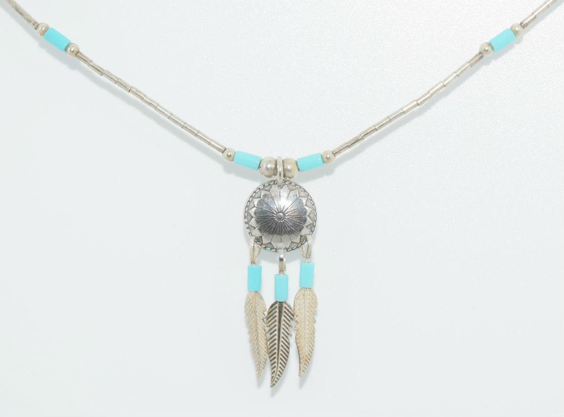 Native American Liquid Sterling Dreamcatcher Necklace (1 of 5)