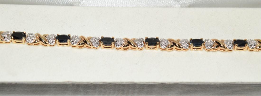 Gold Over Sterling Sapphire & Diamond Tennis Bracelet (1 of 4)