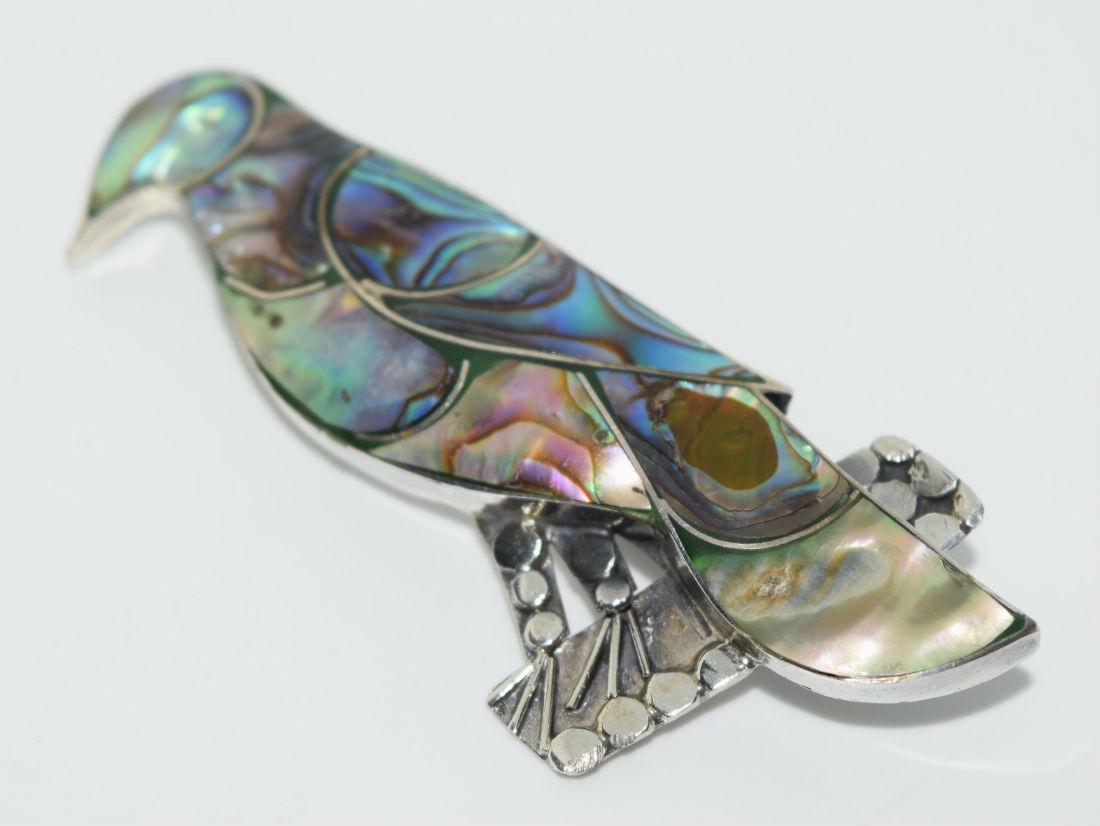 Sterling Silver Abalone Bird Brooch: Sterling silver abalone bird brooch | Measurement: 2.3" x 1"