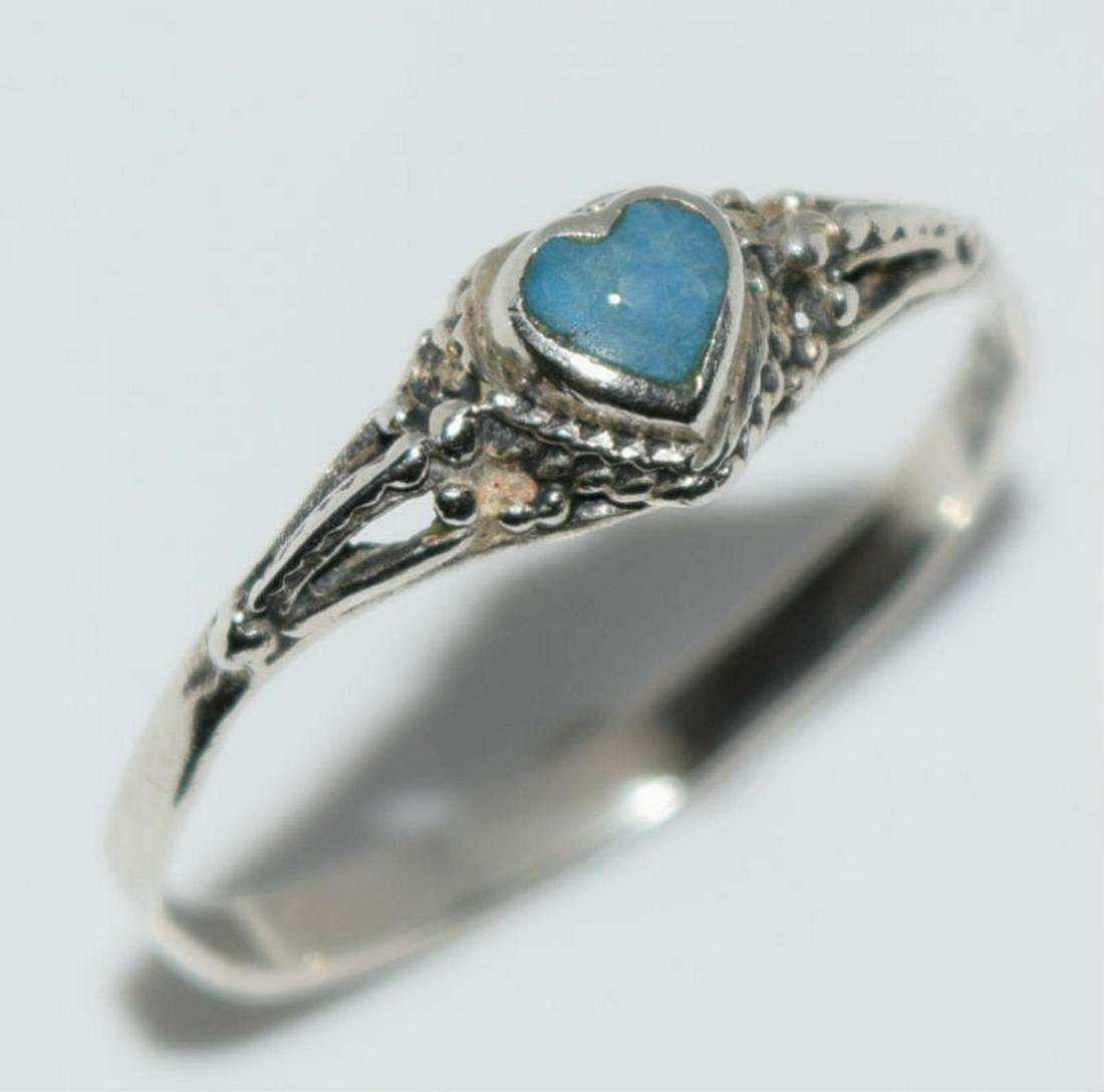 Dainty Sterling Silver Turquoise Heart Ring (1 of 4)