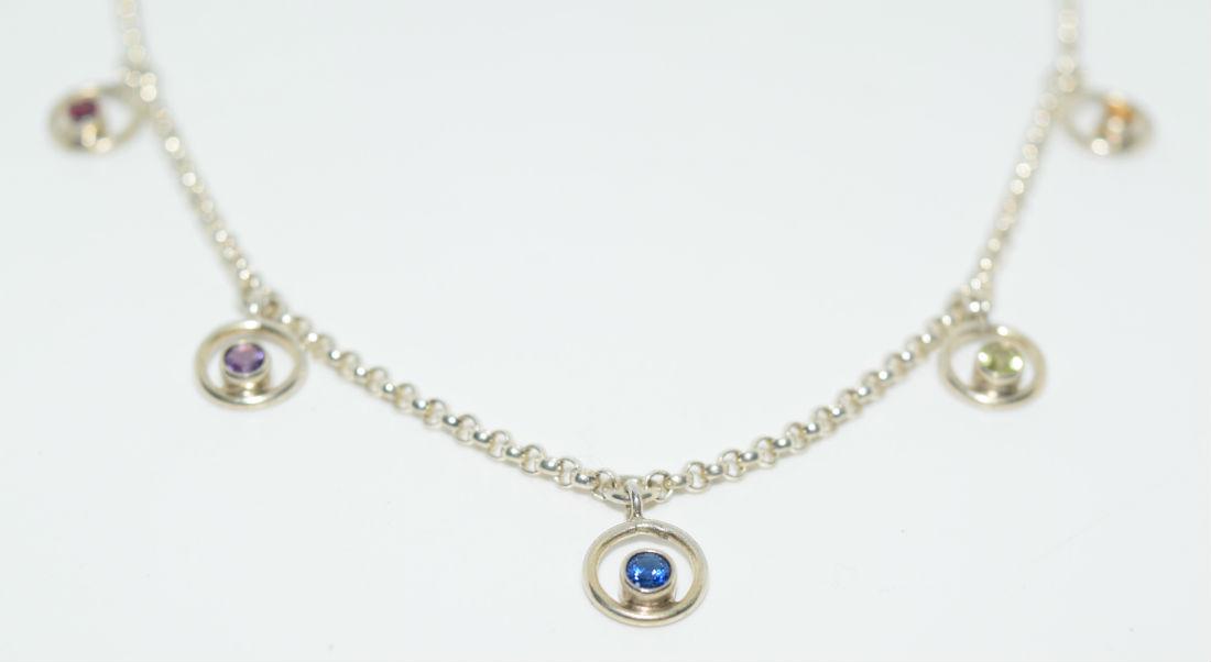 Vintage Sterling Multi Stone Necklace (1 of 4)