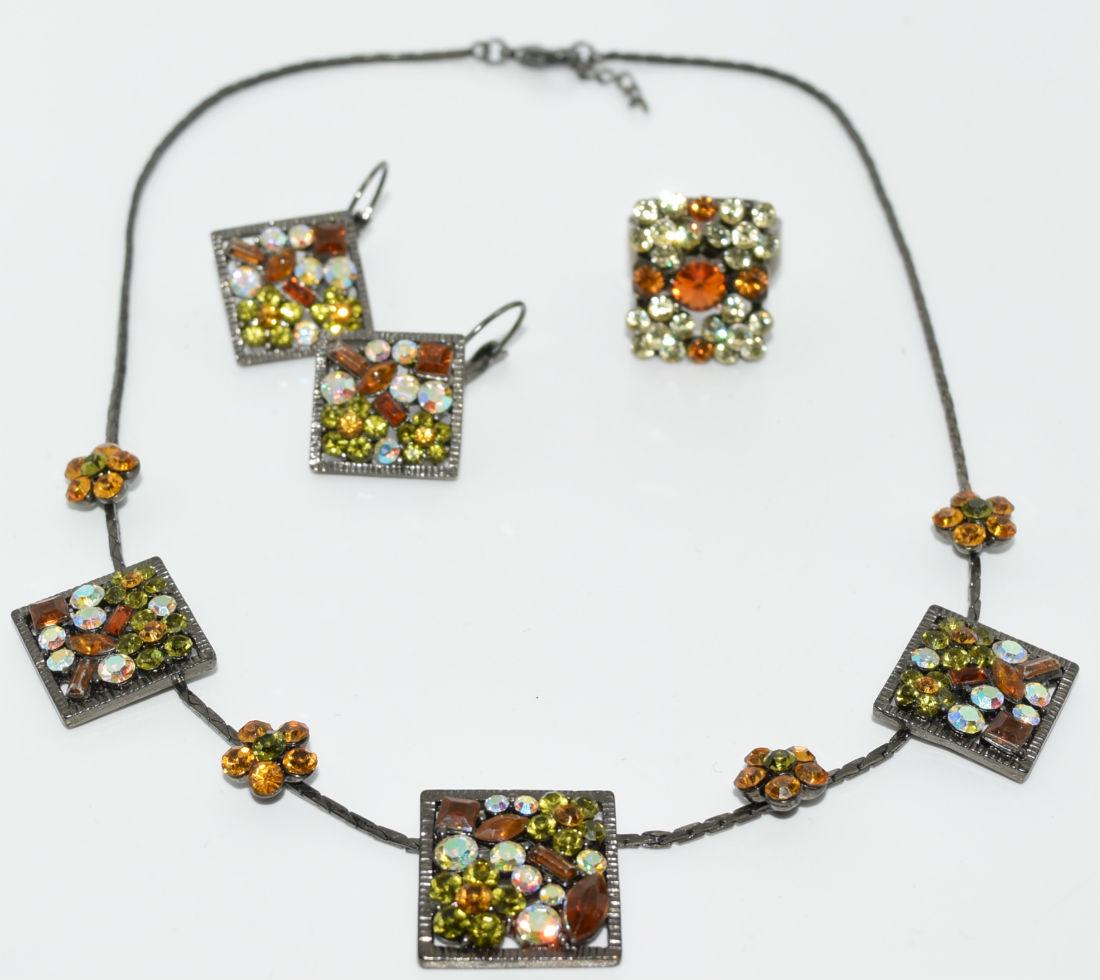 Rhinestone Square Flower Design Matching Set (1 of 4)